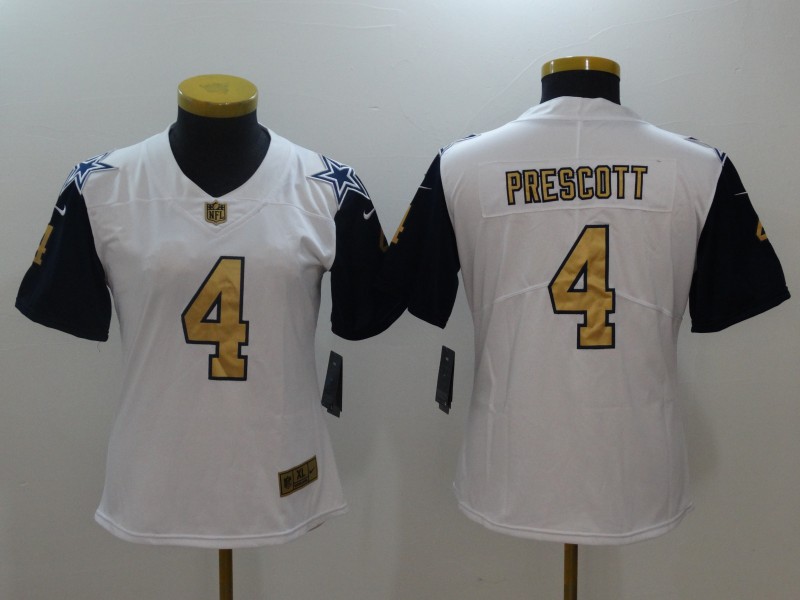 Women Dallas cowboys #4 Prescott White Thanksgiving Platinum Nike Vapor Untouchable Limited NFL Jerseys->youth nfl jersey->Youth Jersey